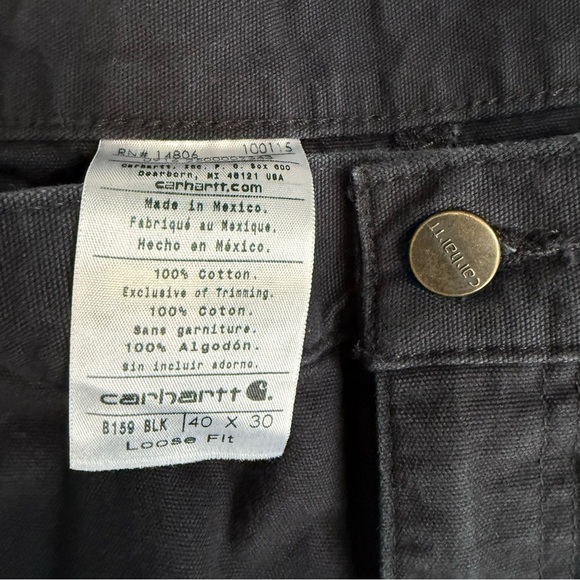 Carhartt Black Loose Fit Pants 40x 30 - Picture 6 of 7